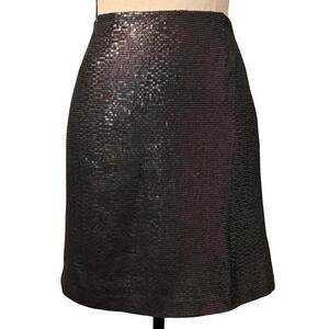 White House Black Market Black Sequin Mini Skirt Size 6